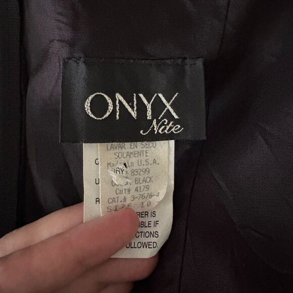 Vintage 90s Onyx Nite Little Black Dress Mini Fit & Flare Classic Hoco Size 10 - Picture 5 of 6